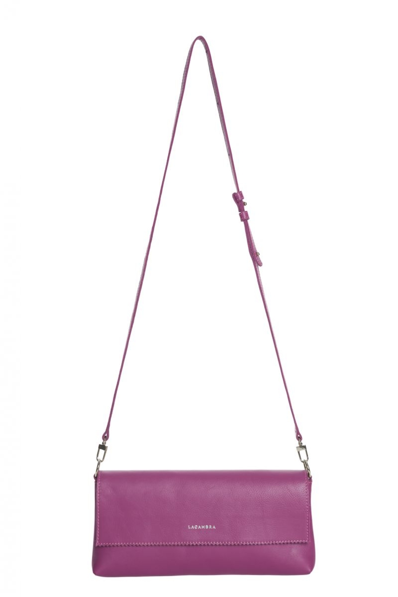 Baguette de Lacambra rosa fucsia bolso modulable en blandolera o asa corta